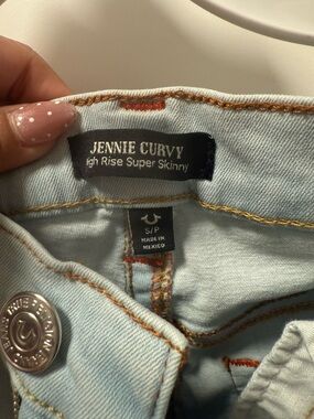 True Religion Jennie Curvy High Rise Super Skinny Light Blue Jeans